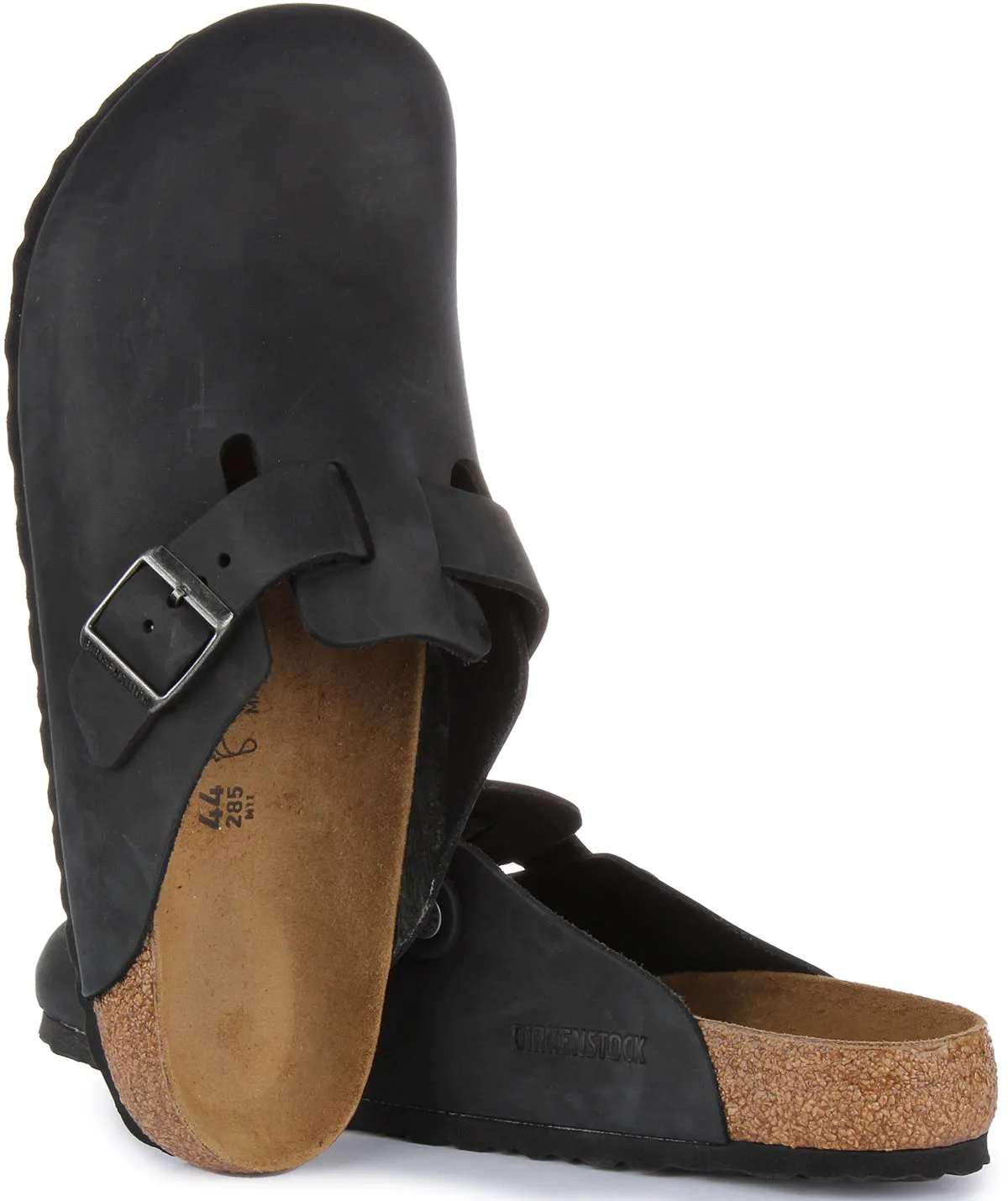 Birkenstock Boston BS Sandalia casual de piel engrasada para en negro