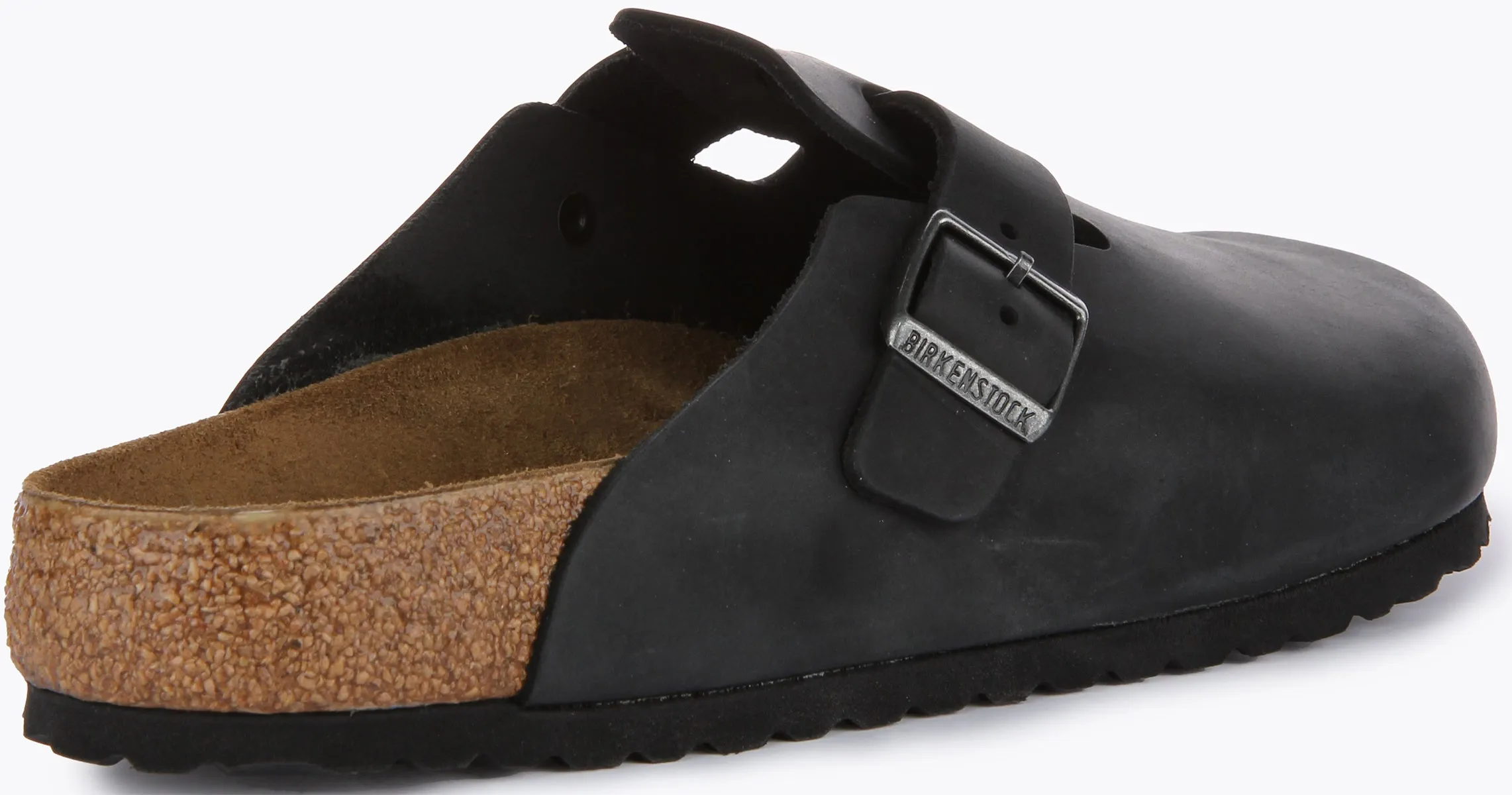 Birkenstock Boston BS Sandalias de Cuero Aceitado con Hebilla Elegante en Marrón