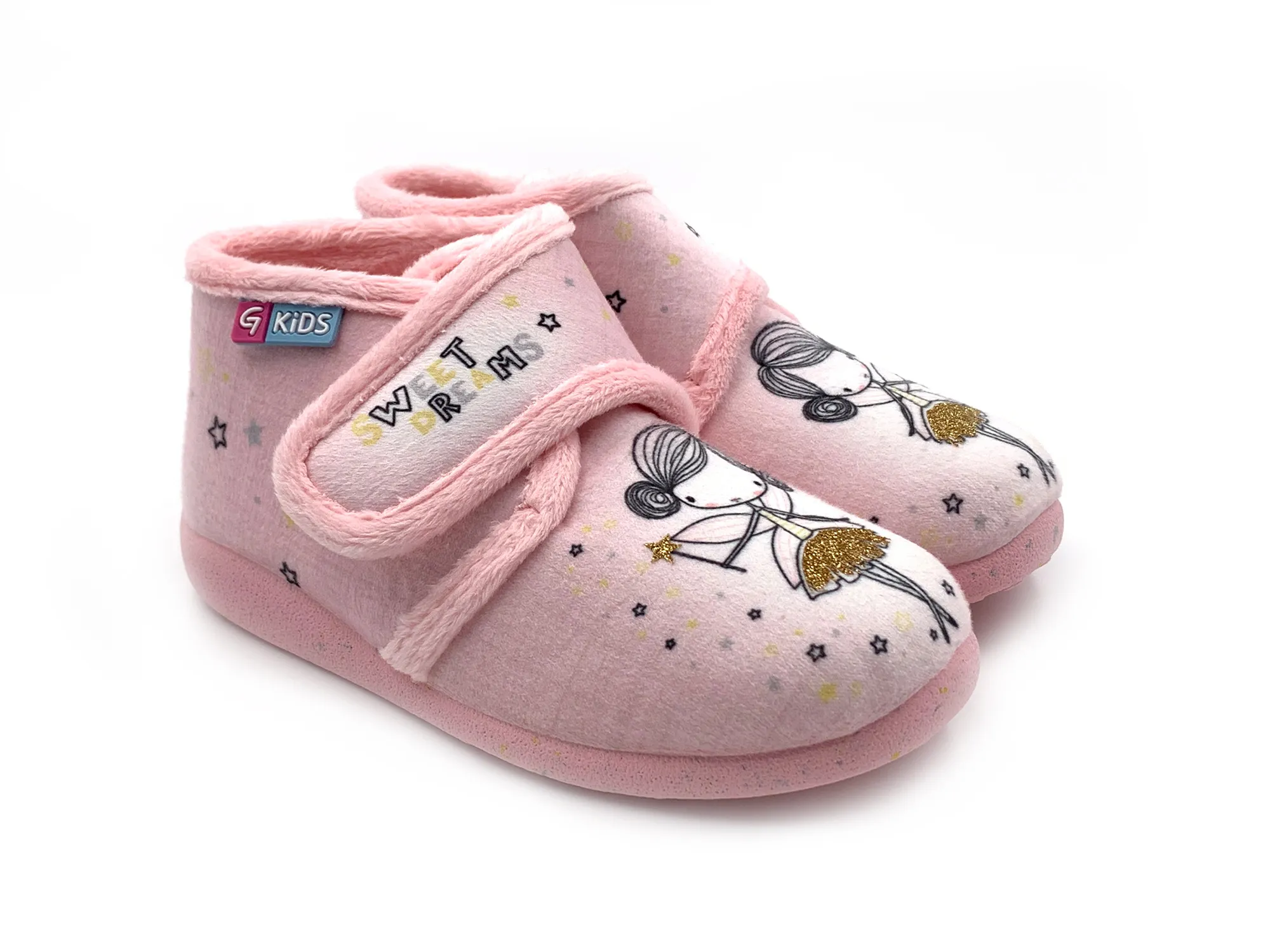 Garzon N4068.246 Zapatilla De Casa Botita Velcro Rosa Hada NiÑas