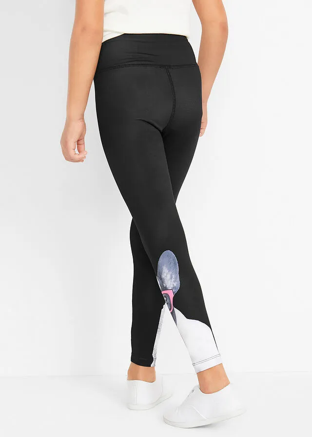 Leggings para niñas con estampado fotográfico Negro-rosa
