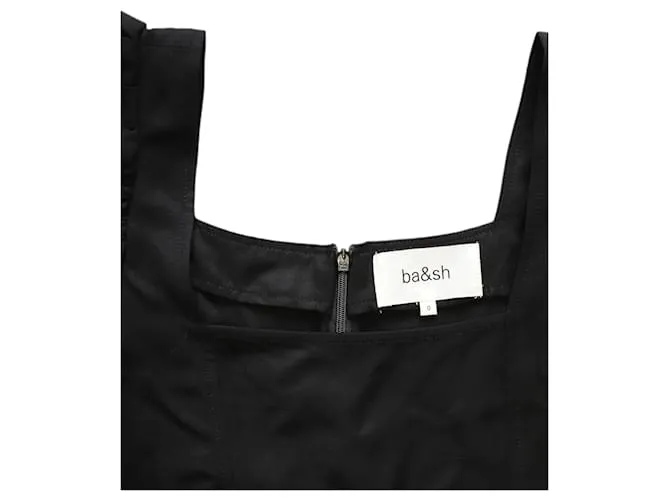 Minivestido de viscosa negra con mangas abullonadas de Ba&sh Negro 