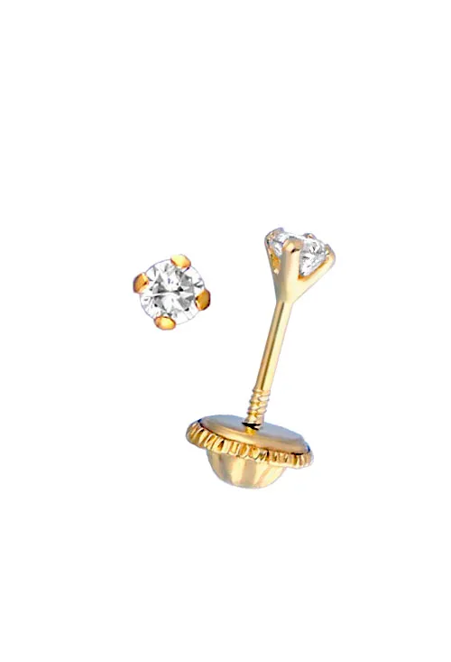 Pendientes bebe oro amarillo 18K garra circonita 030_3646