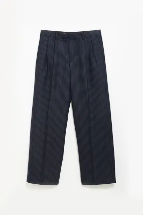 SUNFLOWER NAVY WIDE PLEATED TROUSER